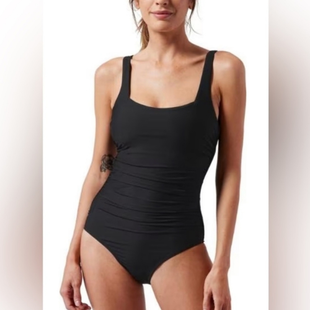 Athleta Black One-Piece Swimsuit with Square Neckline
